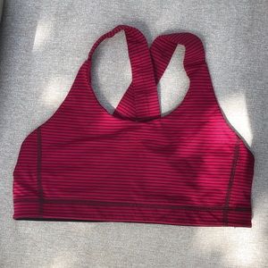 Lululemon maroon stripped cross back sports bra